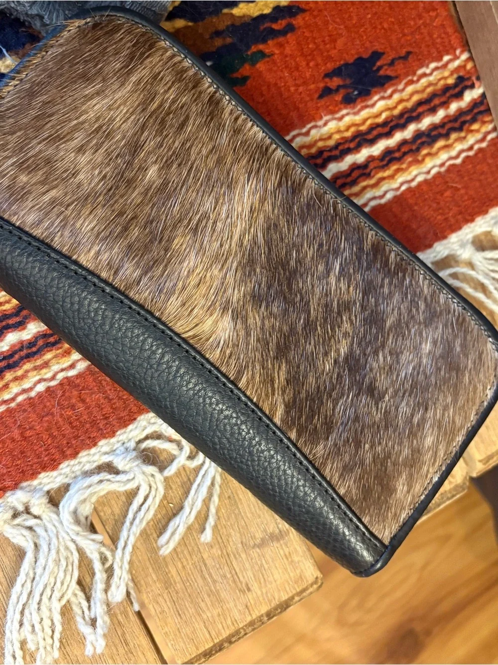 Men's Brown Hair-On Leather Zip Wallet - Picture 5 of 11